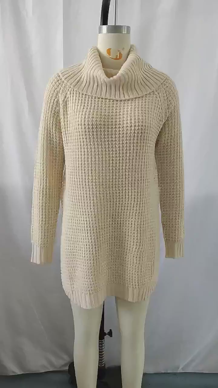 Amsoin Turtleneck Sweater Dress