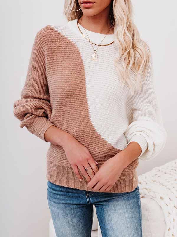 Amsoin Casual Stitching Sweater