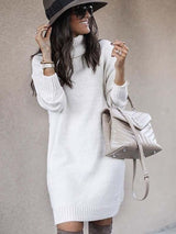 Amsoin High Neck Knitted Dress