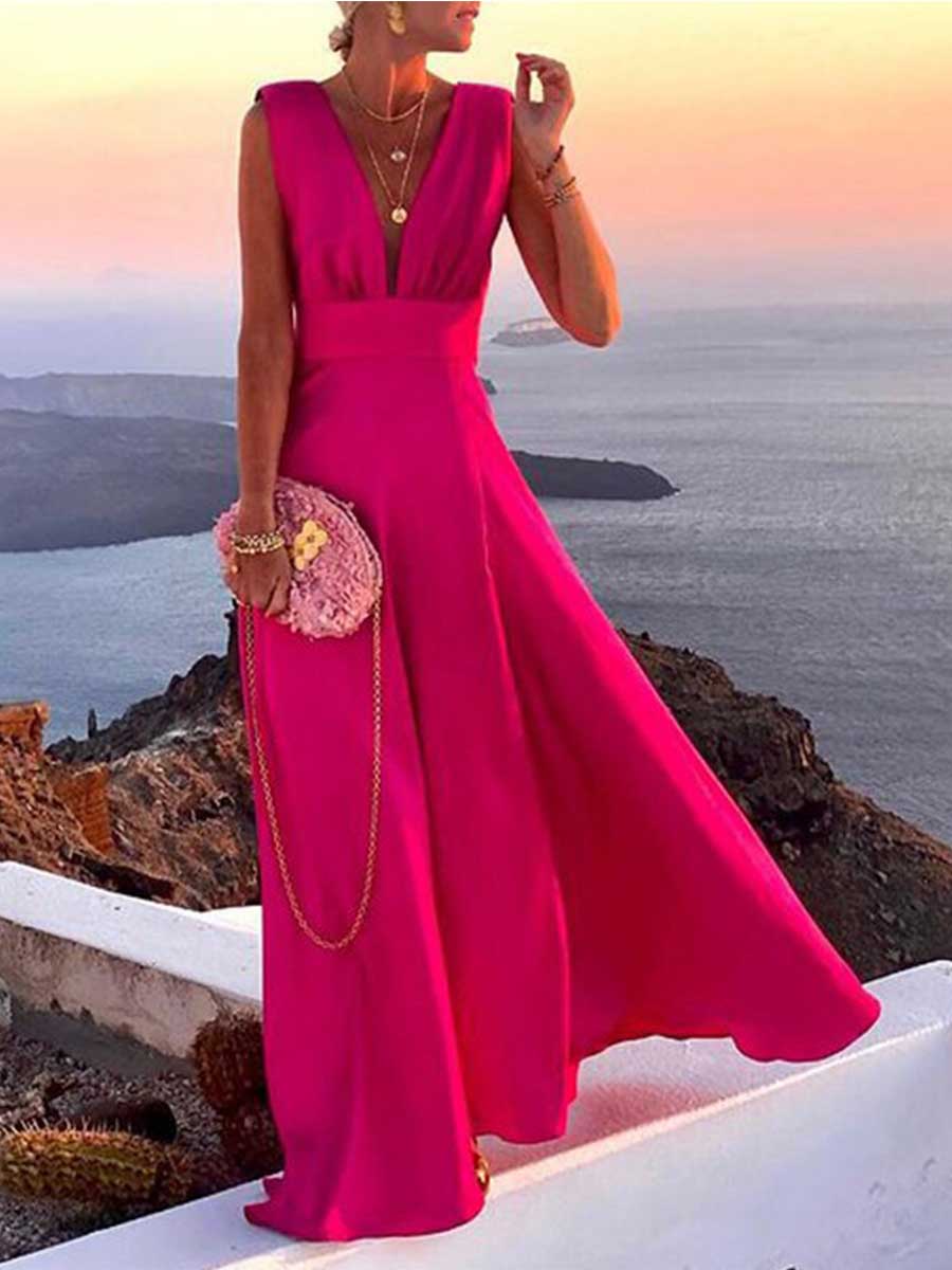 Amsoin Trendy Deep V Neck Dress