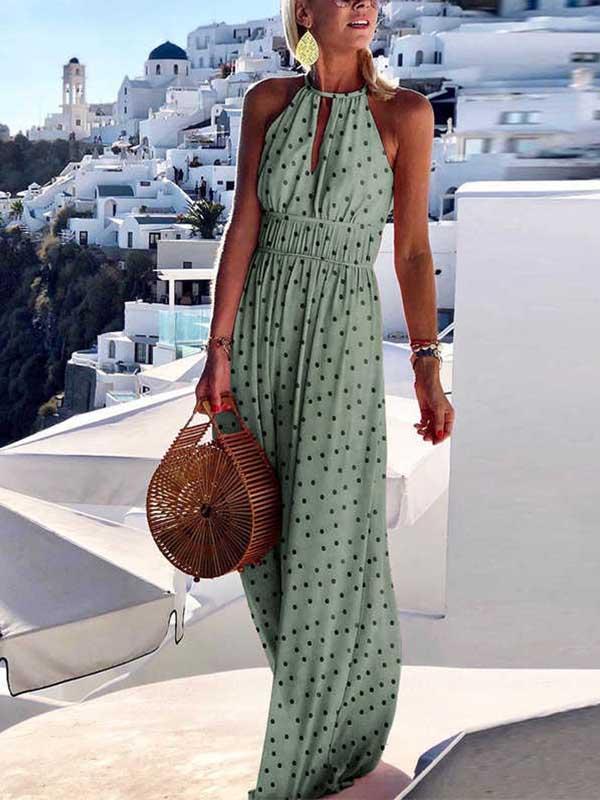Amsoin Sexy Printed Maxi Dress