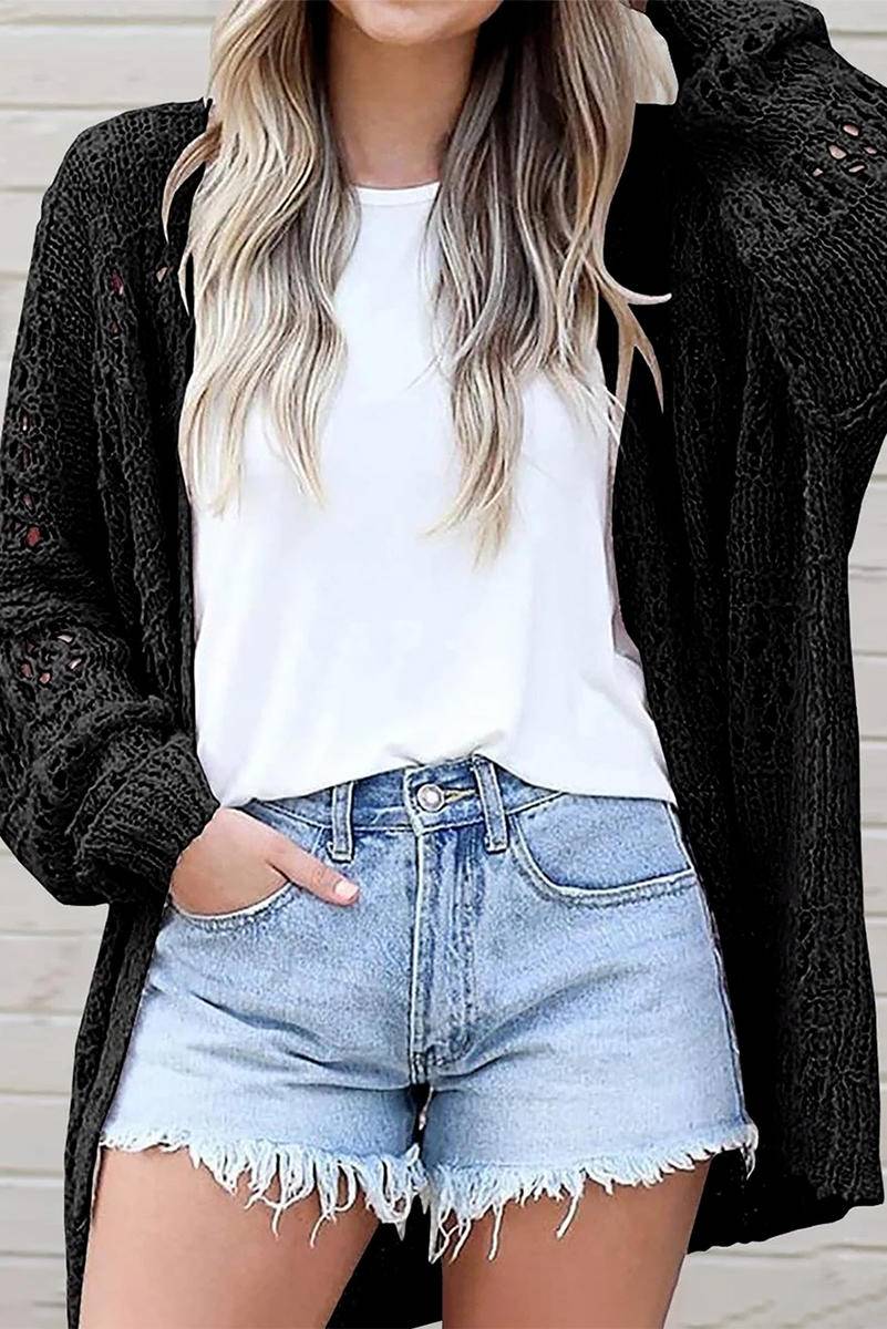 Cut Out Knit Dolman Sleeve Cardigan