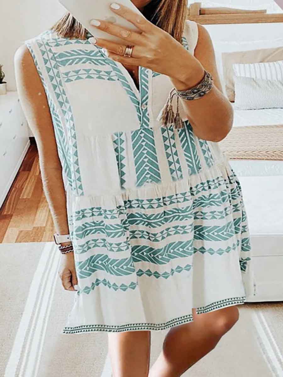 Amsoin New Sleeveless Print Dress