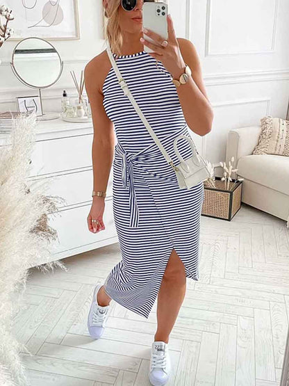 Amsoin Stripe Slit Dress