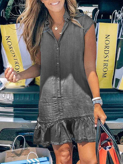 Amsoin Ruffled Denim Dress