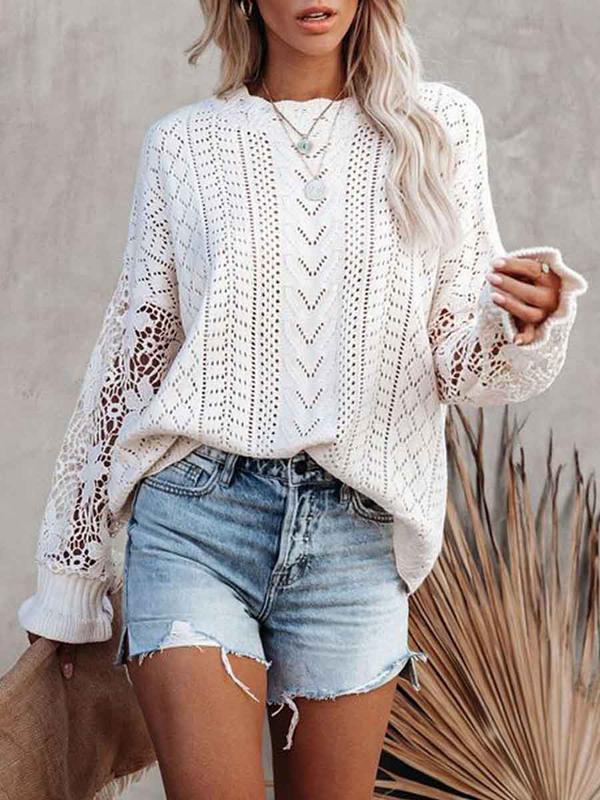 Amsoin Lace Hollow Sweater