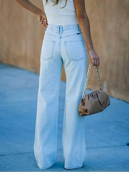 Amsoin Loose Ripped Light-Colored Jeans