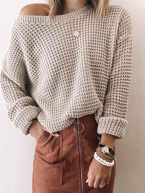 Amsoin Loose Hollow Sweater