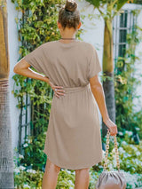 Amsoin New V-Neck Midi Dress