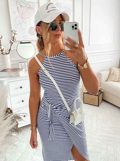 Amsoin Stripe Slit Dress