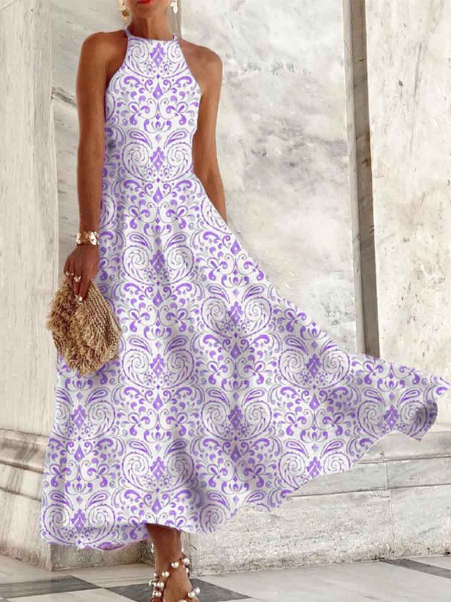 Amsoin Floral Pattern Maxi Dress