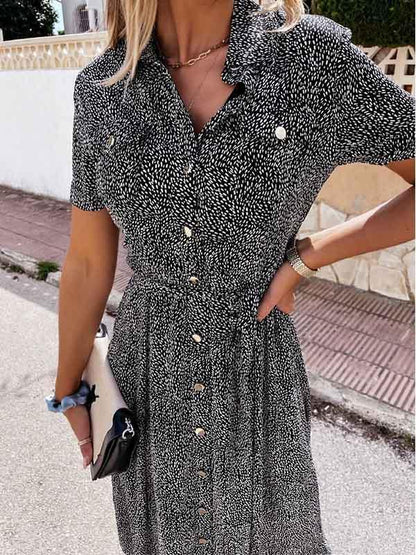 Amsoin Printed Button Dress