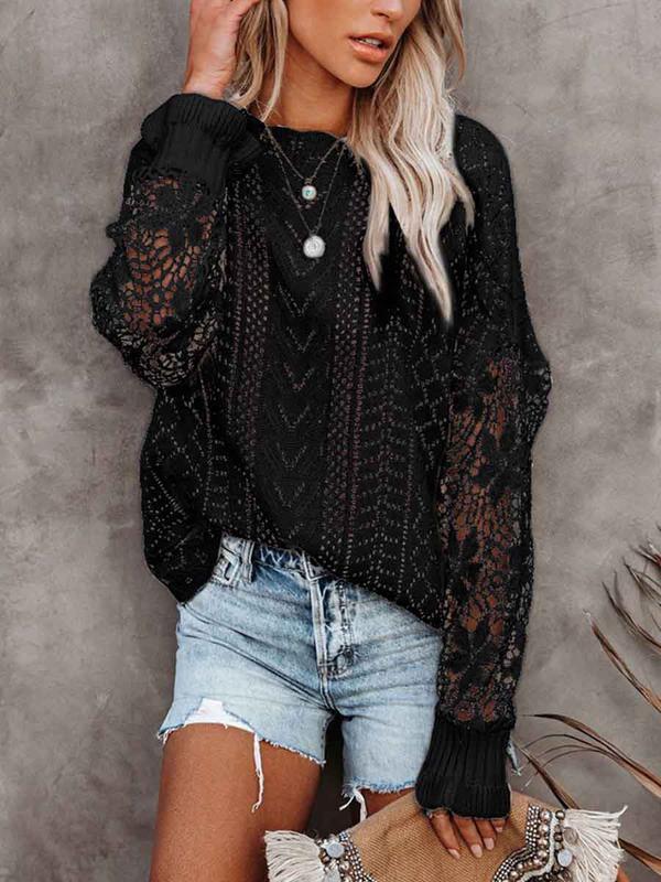 Amsoin Lace Hollow Sweater