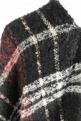Amsoin Plaid Fringed Knit Shawl Coat