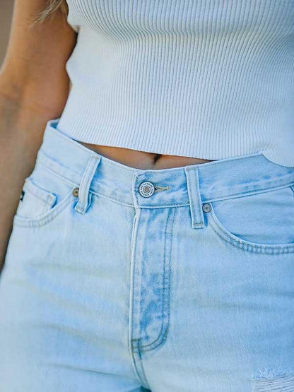 Amsoin Loose Ripped Light-Colored Jeans