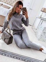 Amsoin Drawstring Plain Loungewear Sets