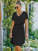 Amsoin New V-Neck Midi Dress