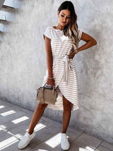 Amsoin Striped Irregular Dress