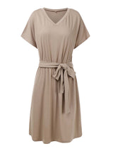 Amsoin New V-Neck Midi Dress