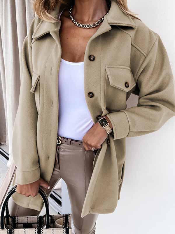 Amsoin Lapel Button Coat With Belt