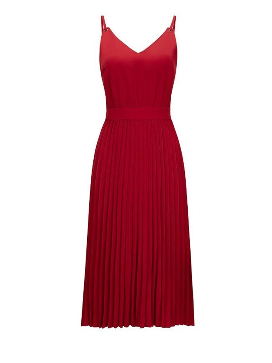 Amsoin Sexy V-Neck Pleated Dress