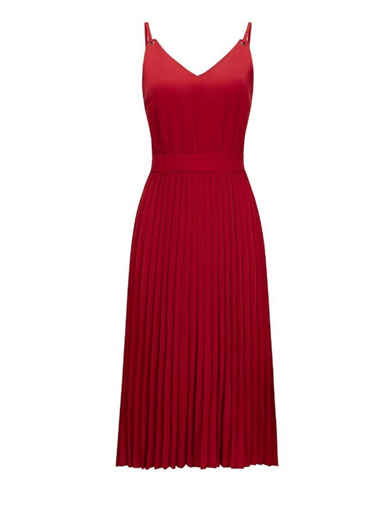 Amsoin Sexy V-Neck Pleated Dress