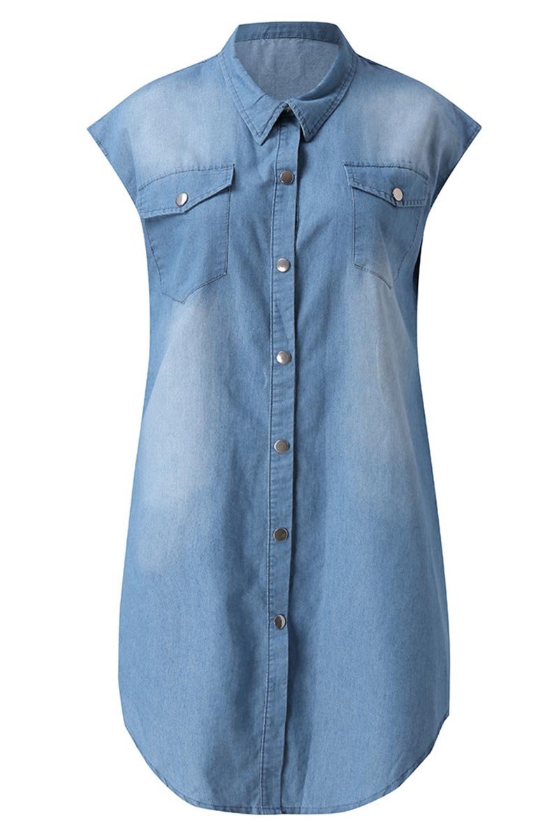 Amsoin Button Denim Dress