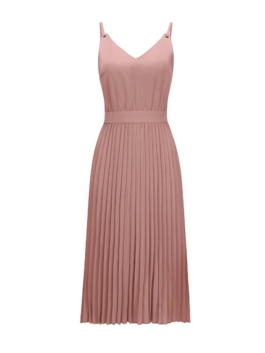 Amsoin Sexy V-Neck Pleated Dress