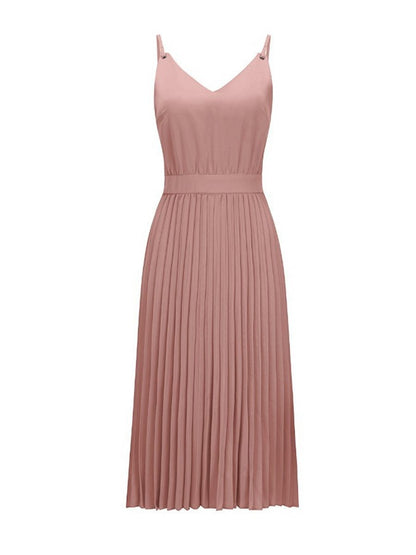 Amsoin Sexy V-Neck Pleated Dress