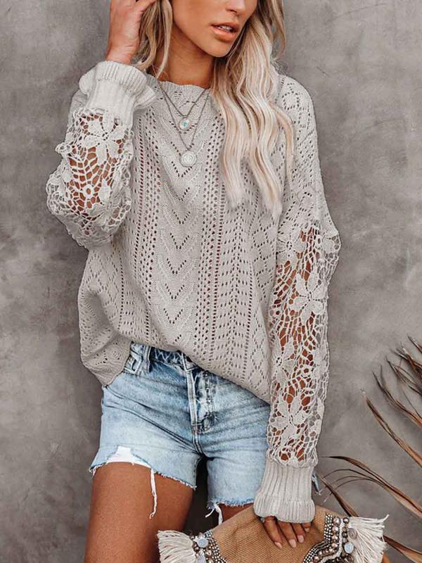 Amsoin Lace Hollow Sweater