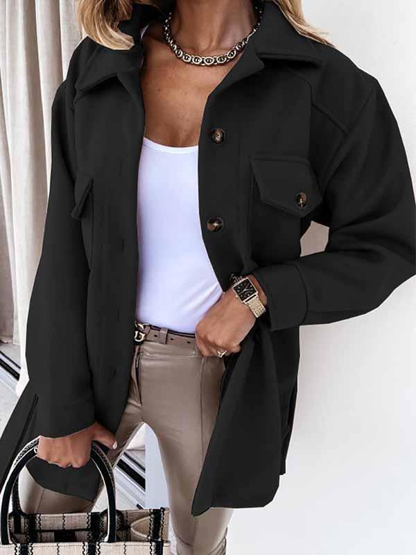 Amsoin Lapel Button Coat With Belt