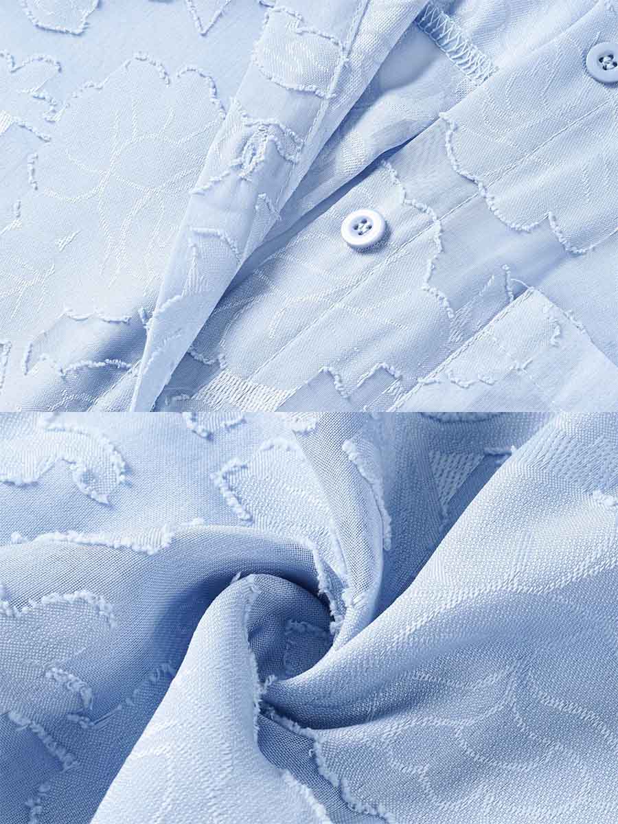 Amsoin Chiffon Jacquard Buttoned Shirt