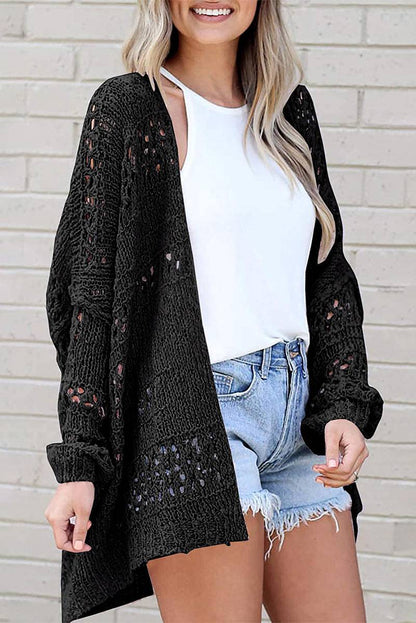 Cut Out Knit Dolman Sleeve Cardigan