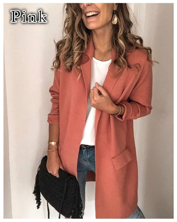 Amsoin Long Sleeve Casual Blazer Coat
