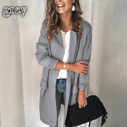Amsoin Long Sleeve Casual Blazer Coat