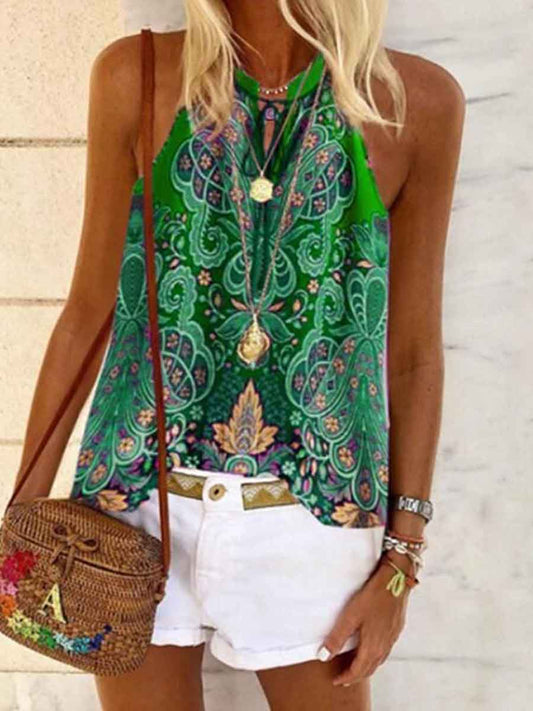Amsoin Printed V-neck Vest Top