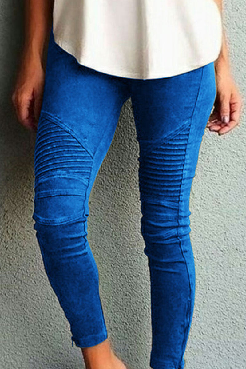 Amsoin Solid Skinny Mid Waist Pencil Bottoms(10 Colors)