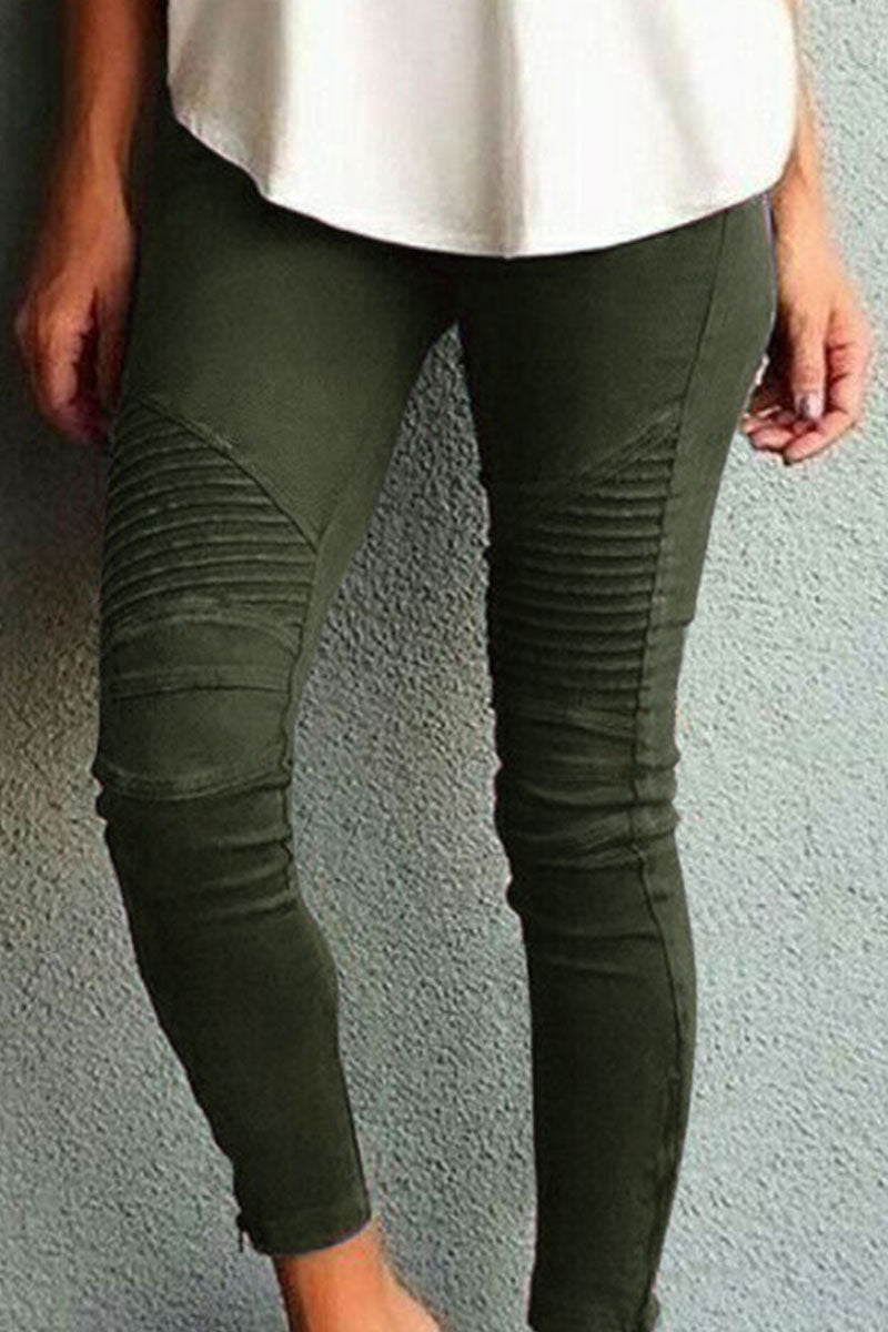 Amsoin Solid Skinny Mid Waist Pencil Bottoms(10 Colors)