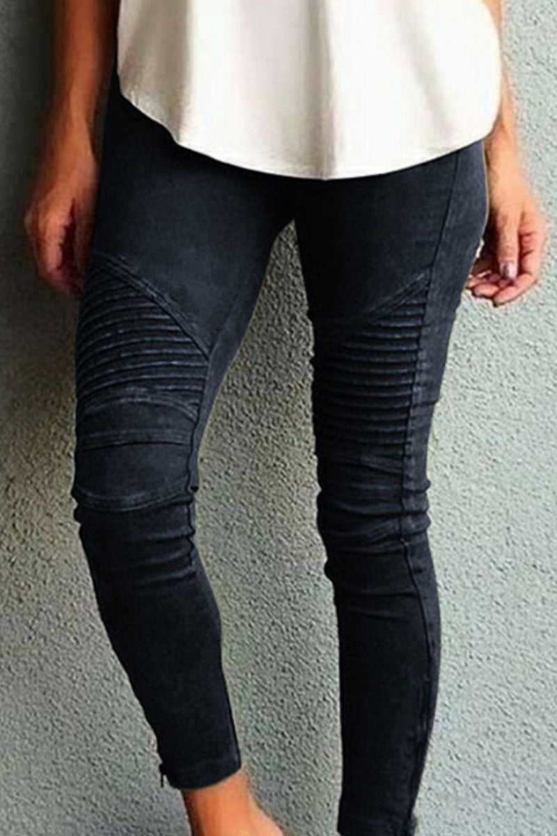 Amsoin Solid Skinny Mid Waist Pencil Bottoms(10 Colors)