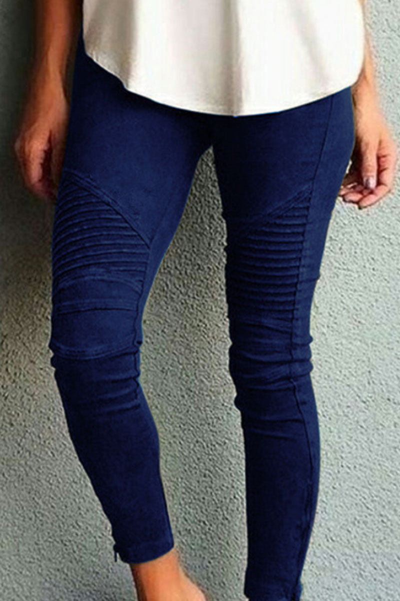 Amsoin Solid Skinny Mid Waist Pencil Bottoms(10 Colors)