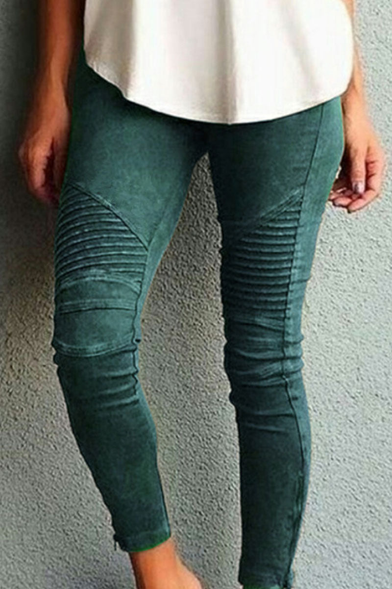 Amsoin Solid Skinny Mid Waist Pencil Bottoms(10 Colors)