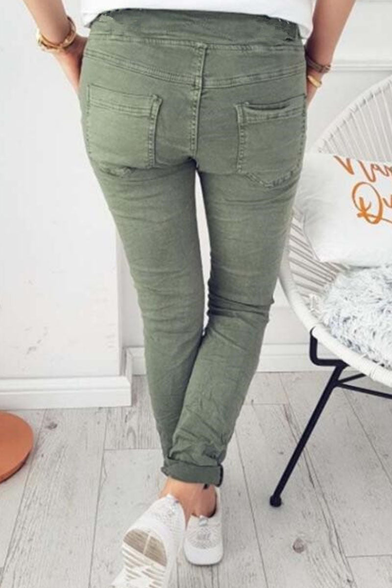 Amsoin Solid Skinny High Waist Pencil Bottoms