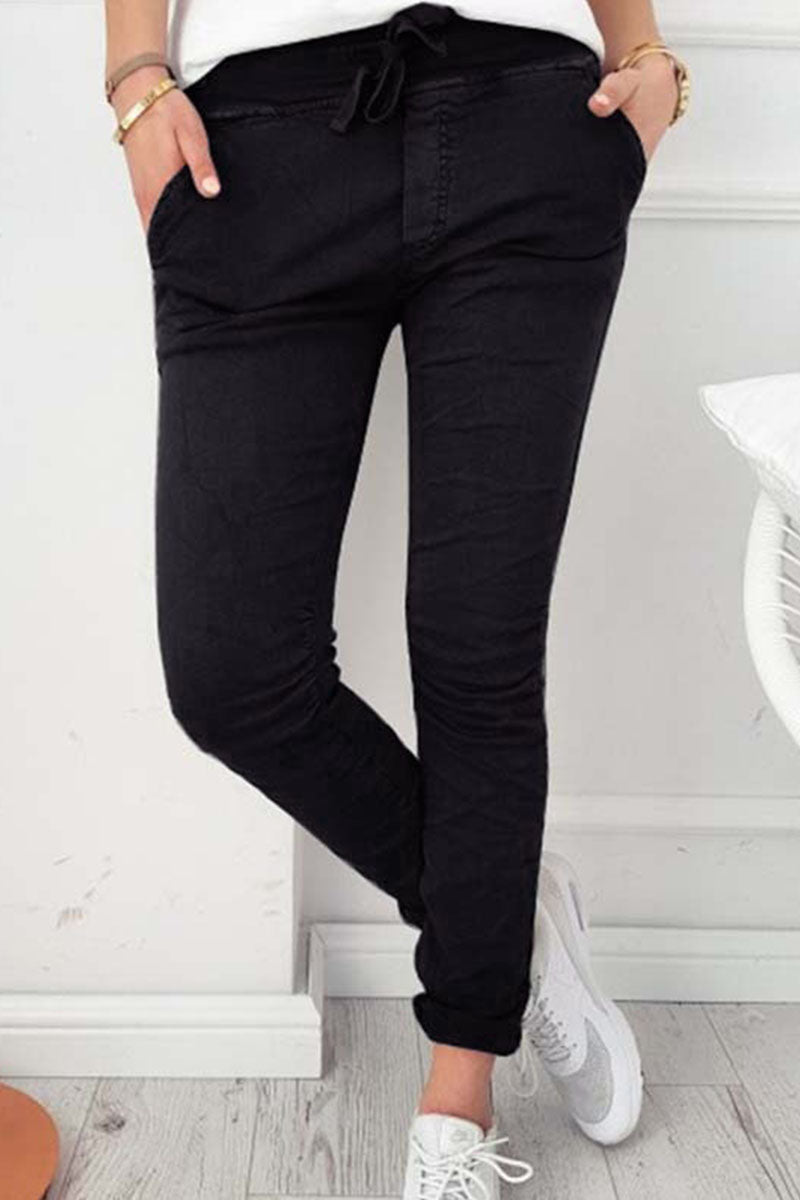 Amsoin Solid Skinny High Waist Pencil Bottoms