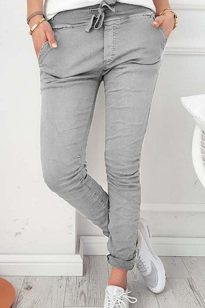 Amsoin Solid Skinny High Waist Pencil Bottoms