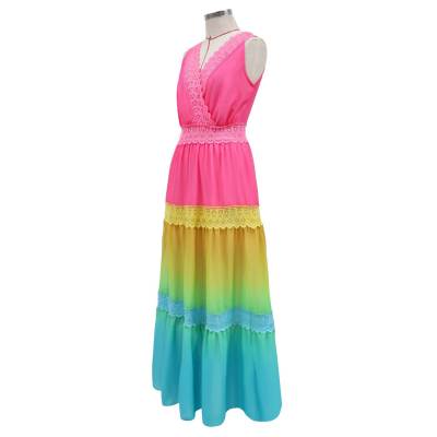Amsoin Sexy Deep V Chiffon Dress