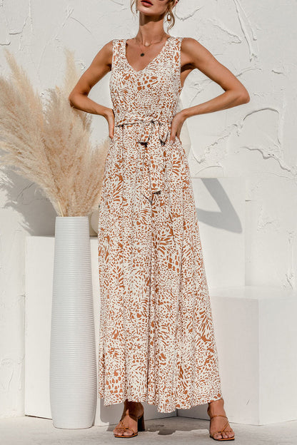 Amsoin Fashion Casual Leopard Patchwork V Neck A Line Dresses(5 colors)