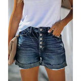 Amsoin High Rise Cuffed Denim Shorts