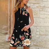 Amsoin Metal Hanging Neck Sleeveless Dress