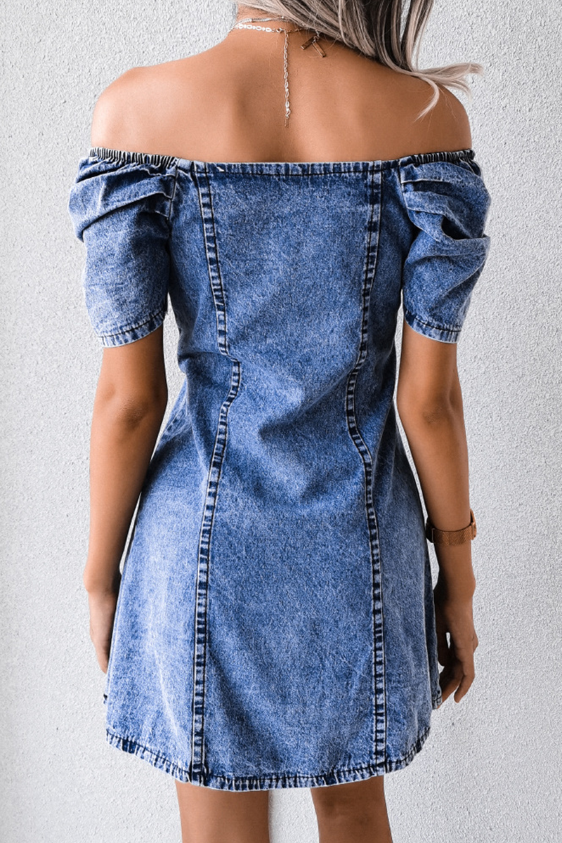 Casual Street Solid Split Joint Buckle Off the Shoulder Wrapped Skirt Dresses