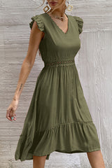 Amsoin Fashion Casual Solid Split Joint V Neck Irregular Dresses
